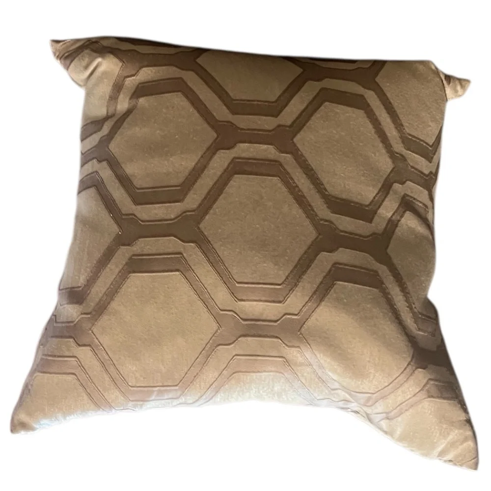 Pair Geometric‎ Ivory (Beige) & Light Tan Feathers Cotton Blend Throw Pillow 20